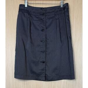 Vtg Talbolts Linen Blend Pinstripe Skirt Womens Size 12 Pockets Black